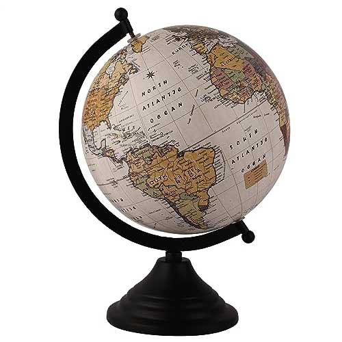 Owner Solid World Globe 8 With Light Black Silver Stand   8in With Light Black Silver Stand 